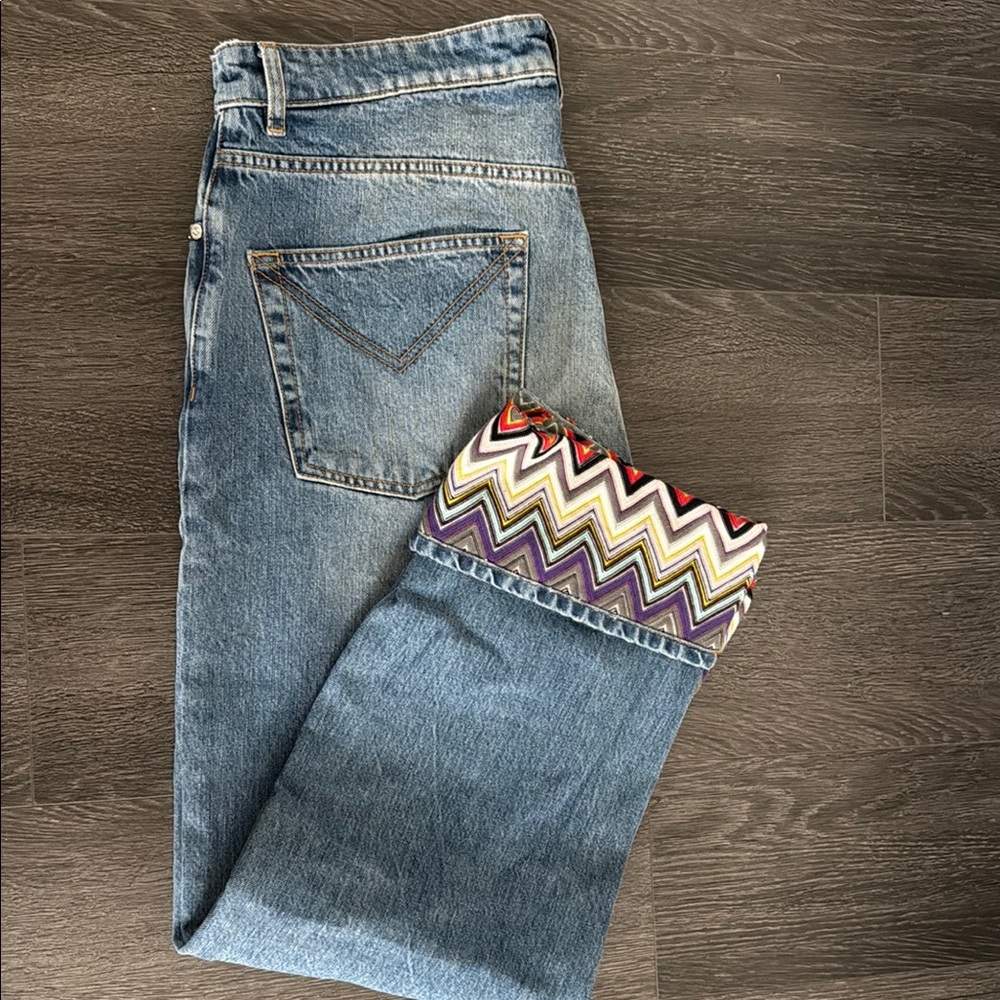 Mission Women's Blue Jeans with Patterned Cuff